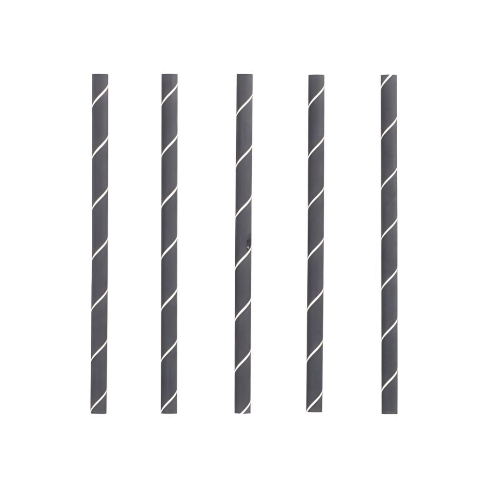 PAPSTAR Trinkhalme 250 x Cocktail Trinkhalme, Papier Ø 7 mm, 15 cm schwarz/weiss Stripes