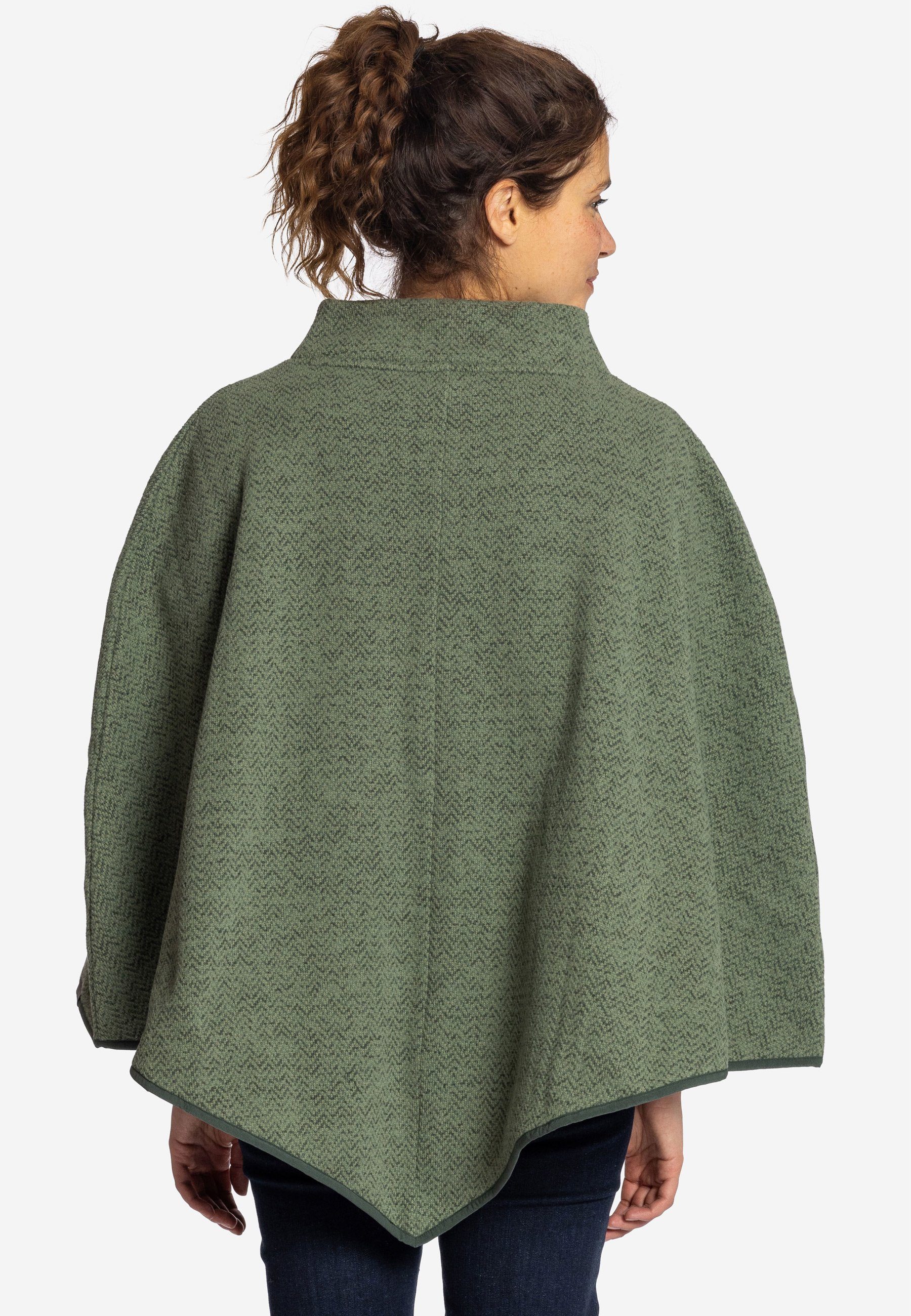 Elkline Strickpullover Cozy Cape Strickfleece-Poncho olive Stehkragen mit soft