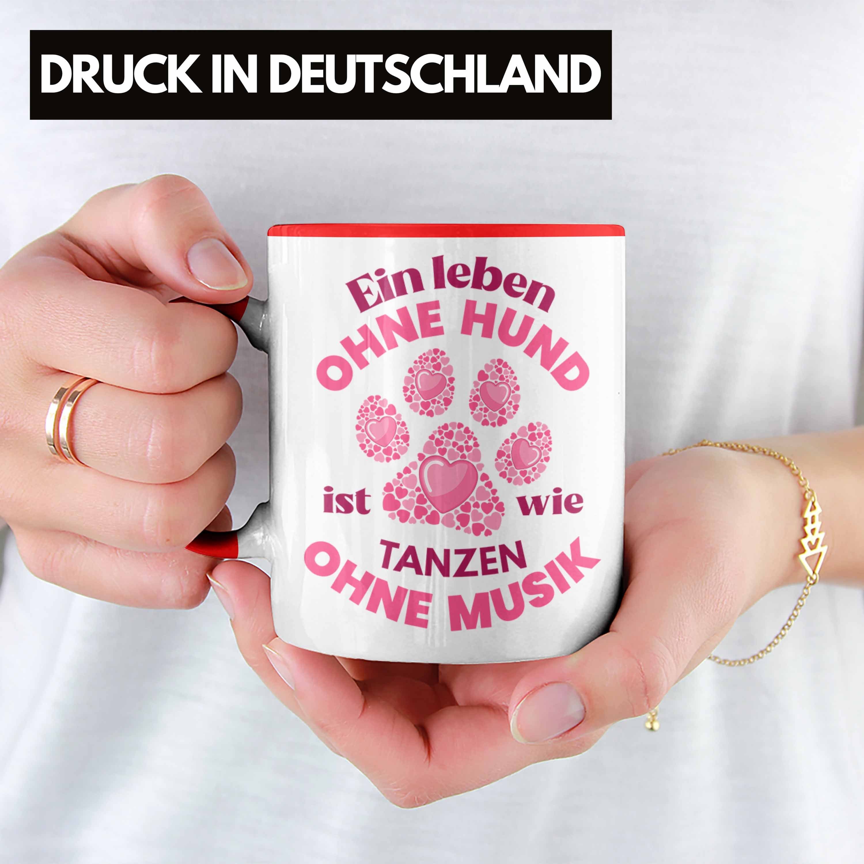 Hundemami Rot Trendation - Hundebesitzerin Frauen Becher Trendation Tasse Hunde-Mama Kaffeetasse Geschenk Tasse Geschenkidee