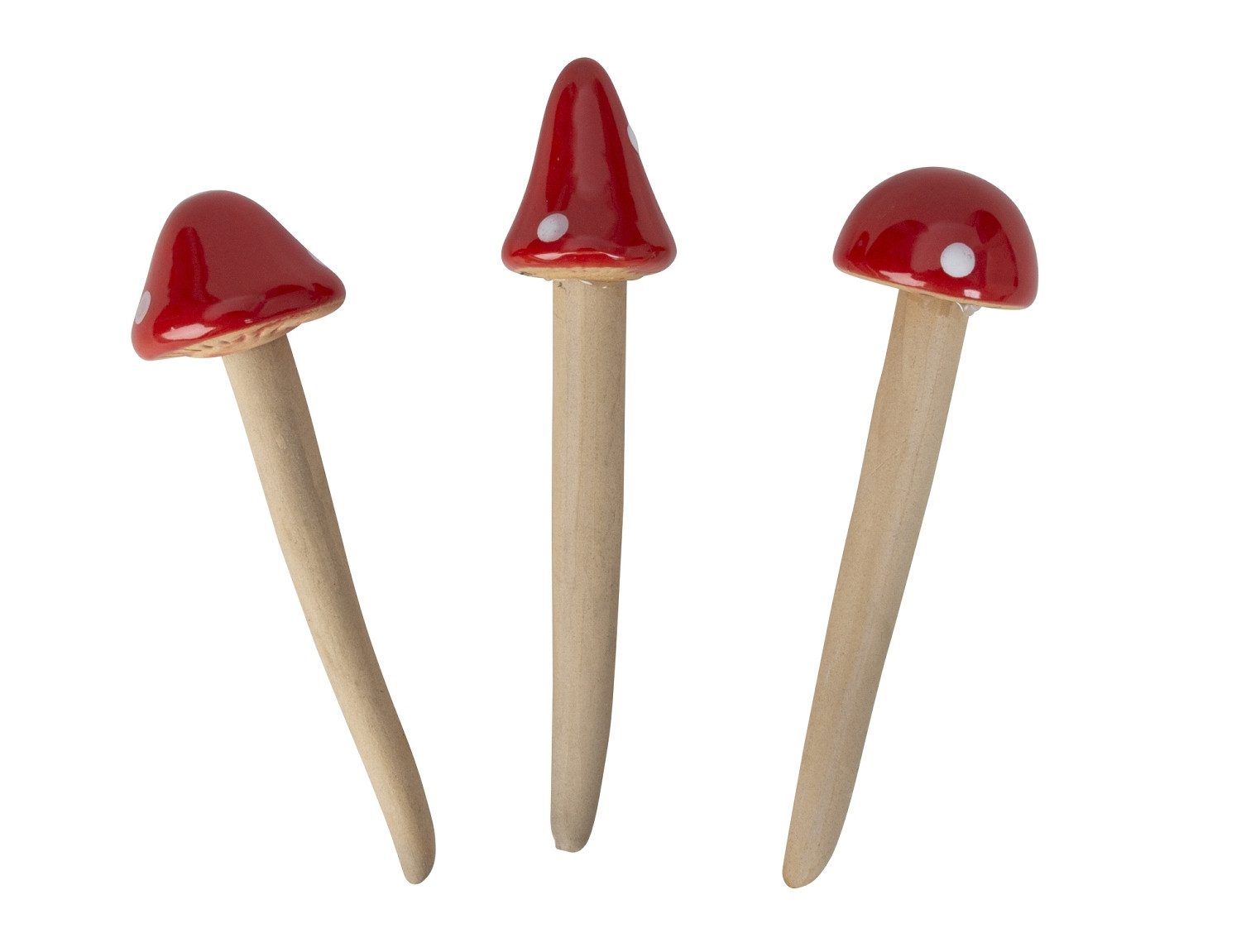 XiRRiX Gartenstecker Pilze aus Keramik 3er Set Gartendeko (Beet Stecker, Pilzfiguren) Fliegenpilz Herbstdeko