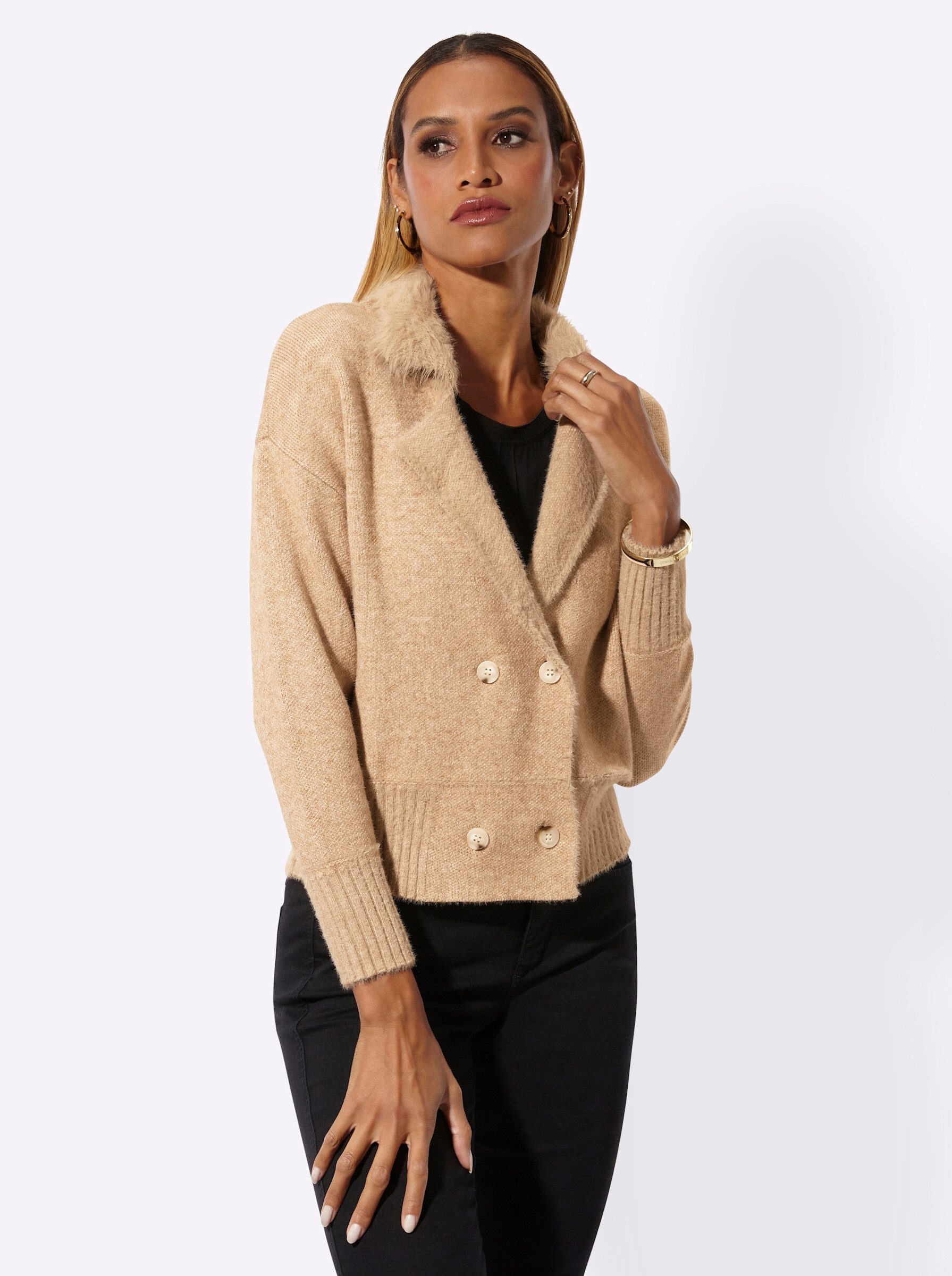 creation L Strickjacke Strickblazer Langarm Jacquard