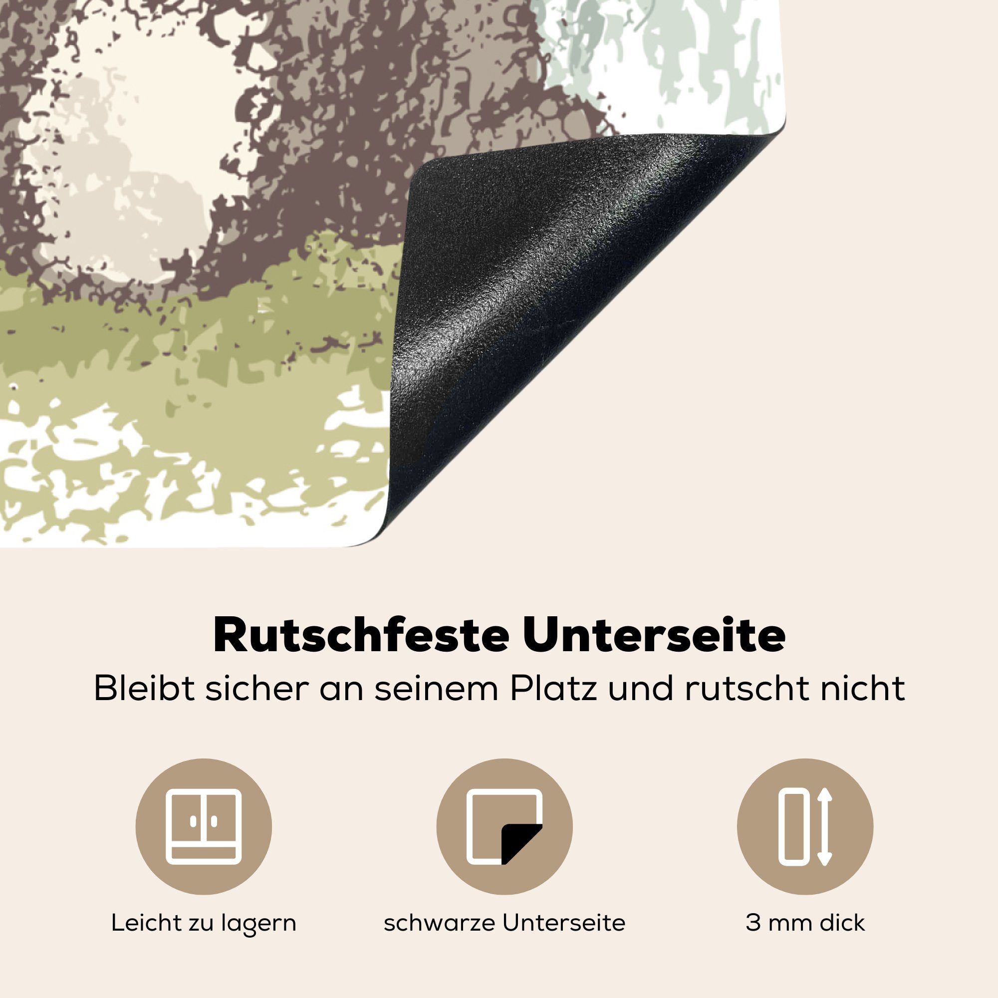 78x78 Ceranfeldabdeckung, cm, - (1 Grün, für MuchoWow tlg), Bambus - küche Arbeitsplatte Vinyl, Herdblende-/Abdeckplatte Panda