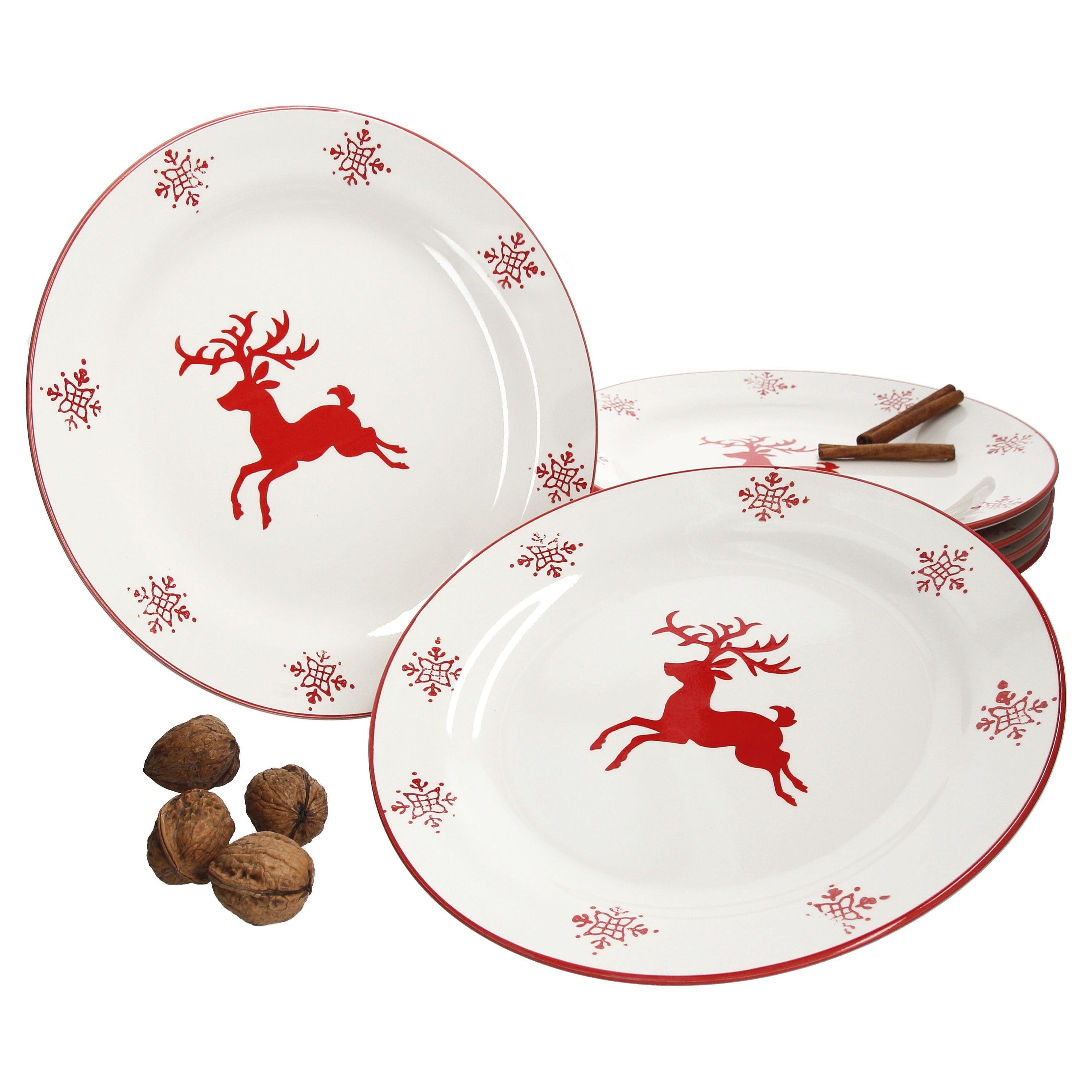 Speiseteller 6er Gebäckschalen Weihnachten Schneeflocken & Hirsch 450ml Schüssel