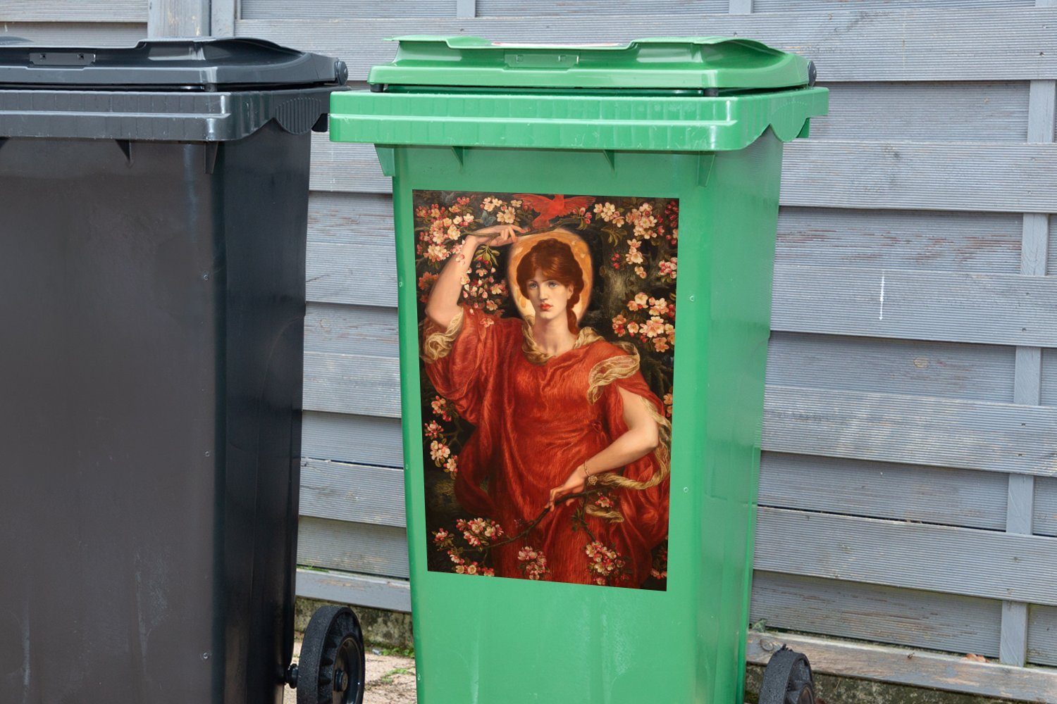 Abfalbehälter MuchoWow Container, Dante Gabriel Wandsticker Mülltonne, Eine Mülleimer-aufkleber, St), von Fiammetta Rossetti Vision - Sticker, (1