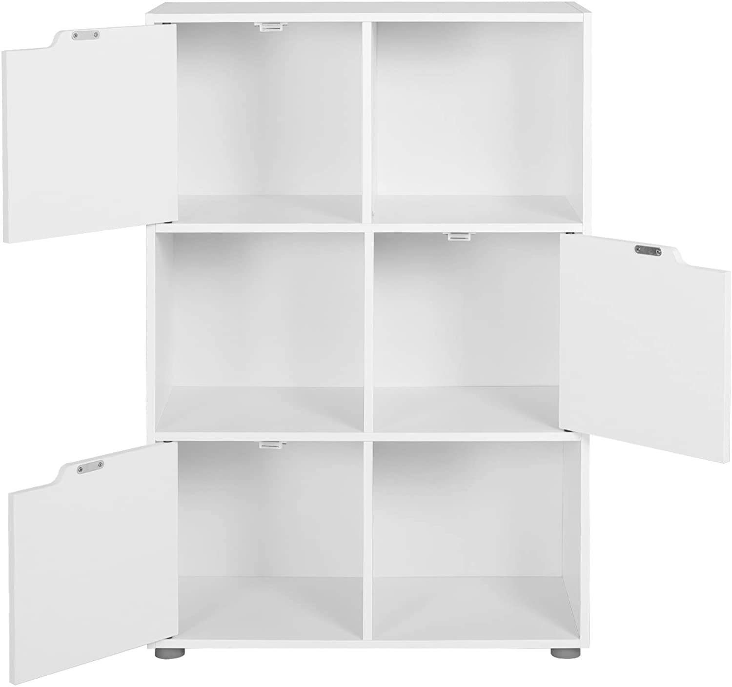 3 MDF, 6 mit Weiß Standregal Woltu 1-tlg., Bücherregal, 60x30x91cm Fächer, Türen,
