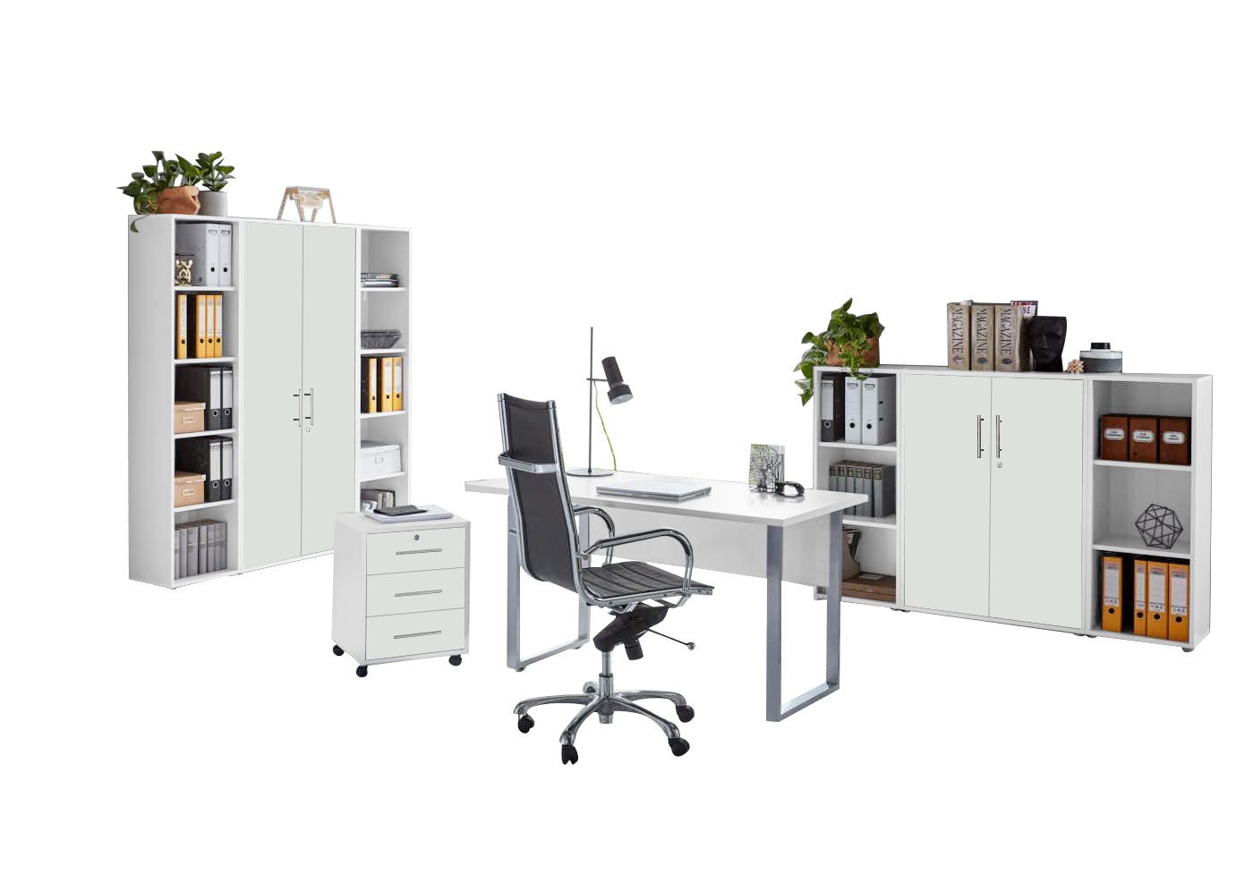 BMG Möbel Büromöbel-Set Office Edition Mini Set 5, (Spar-Set, 8 teilig), Büromöbelset inklusive Aktenschränke und Regale, Made in Germany