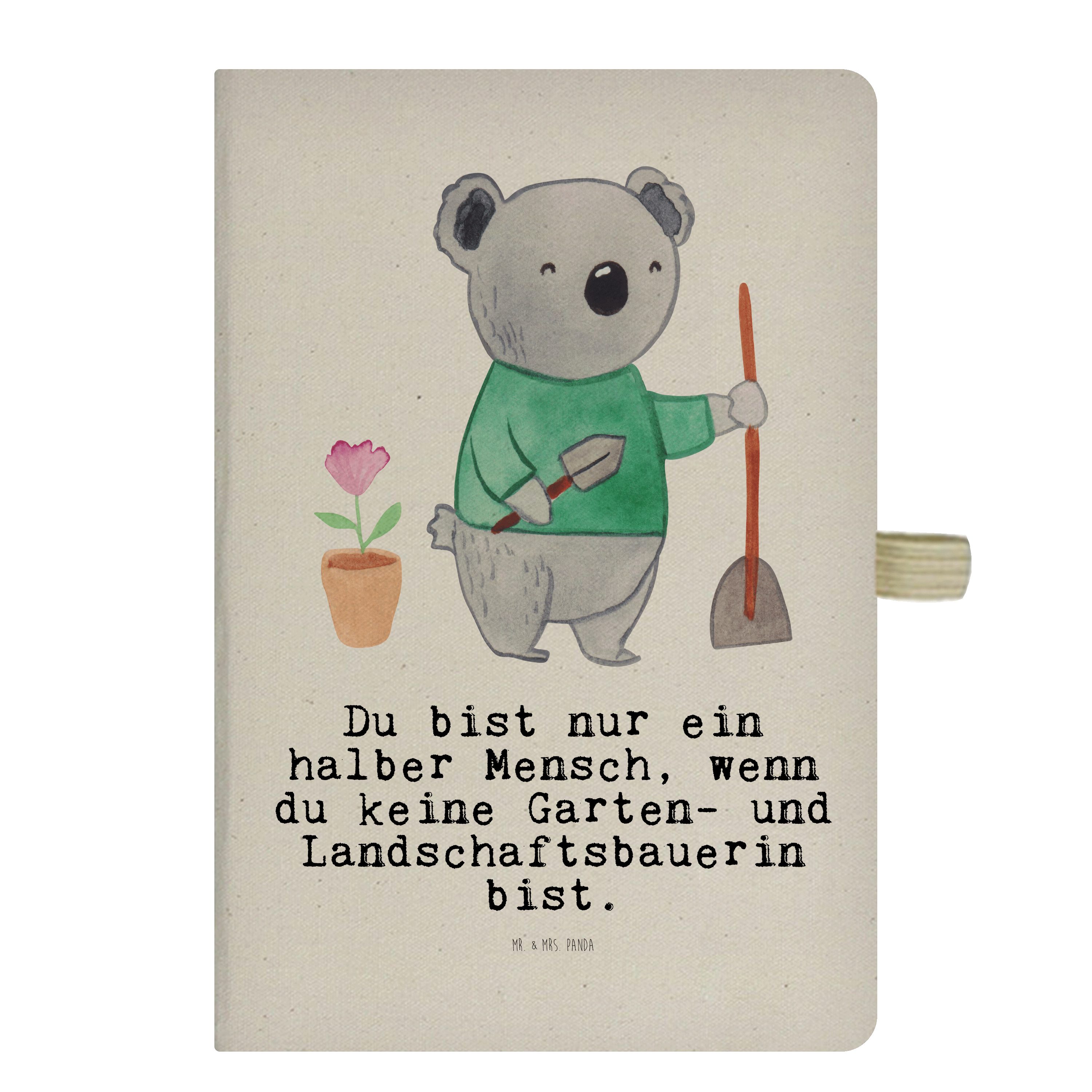 Mr. & Mrs. Panda Notizbuch Garten- und Landschaftsbauerin mit Herz - Transparent - Geschenk, Ski Mr. & Mrs. Panda