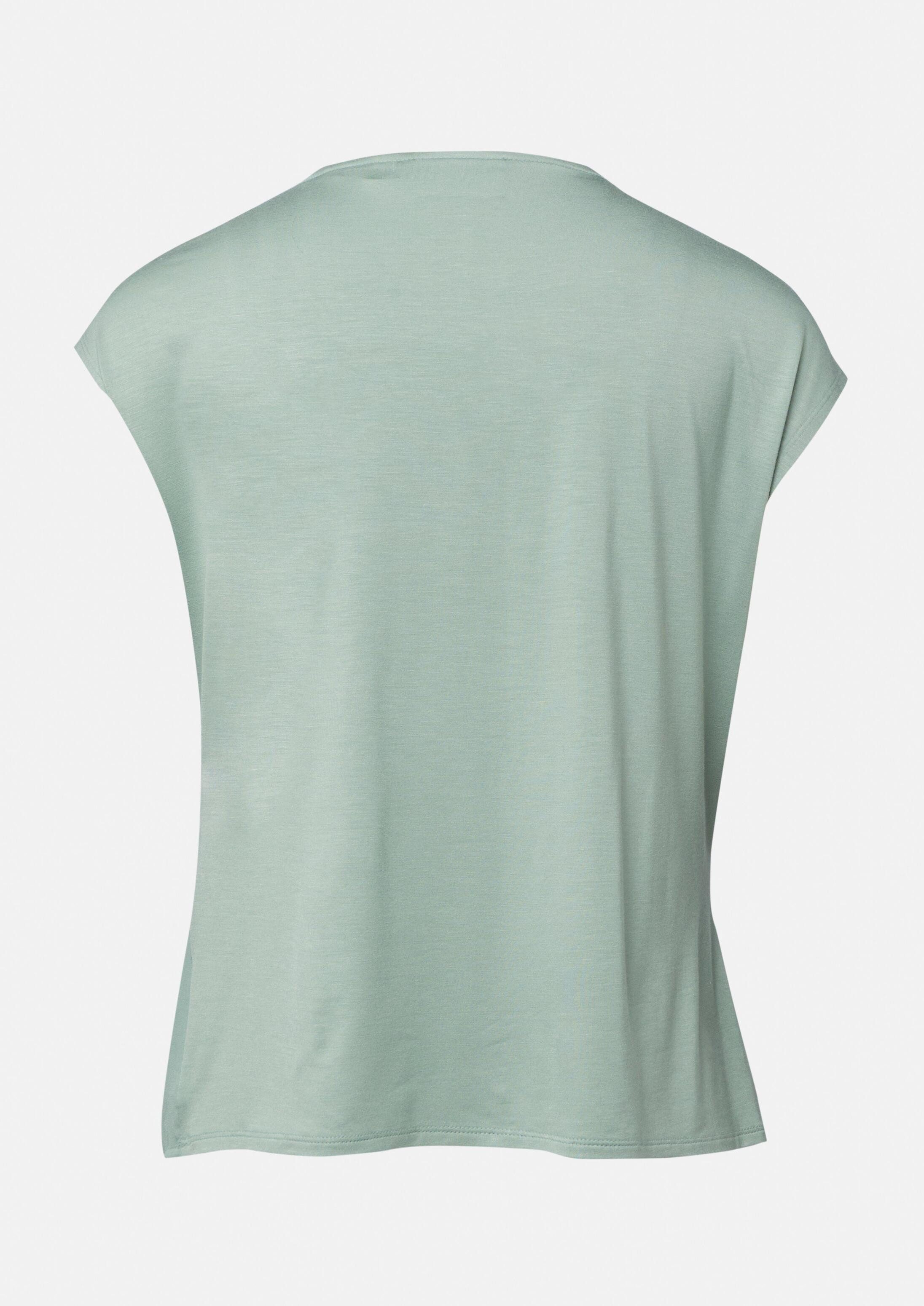 comma Kurzarmshirt T-Shirt Blusenshirt im Fabricmix mit Satinkante