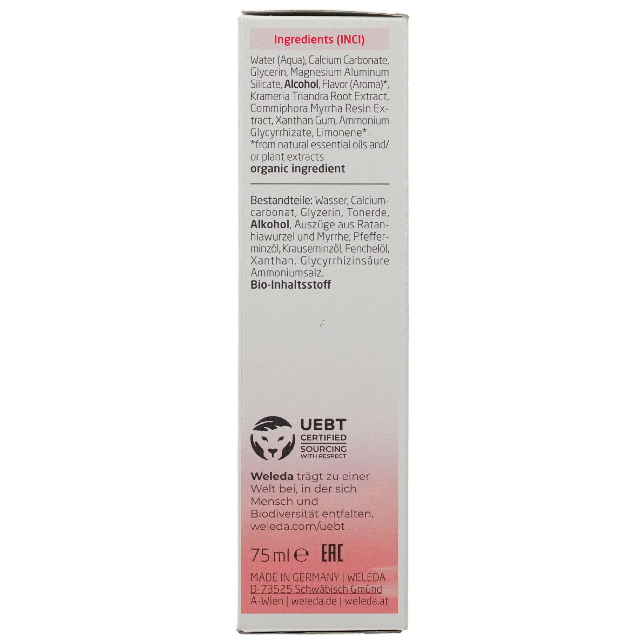WELEDA Zahnpasta WELEDA Ratanhia Zahncreme 75ml PZN 00506550