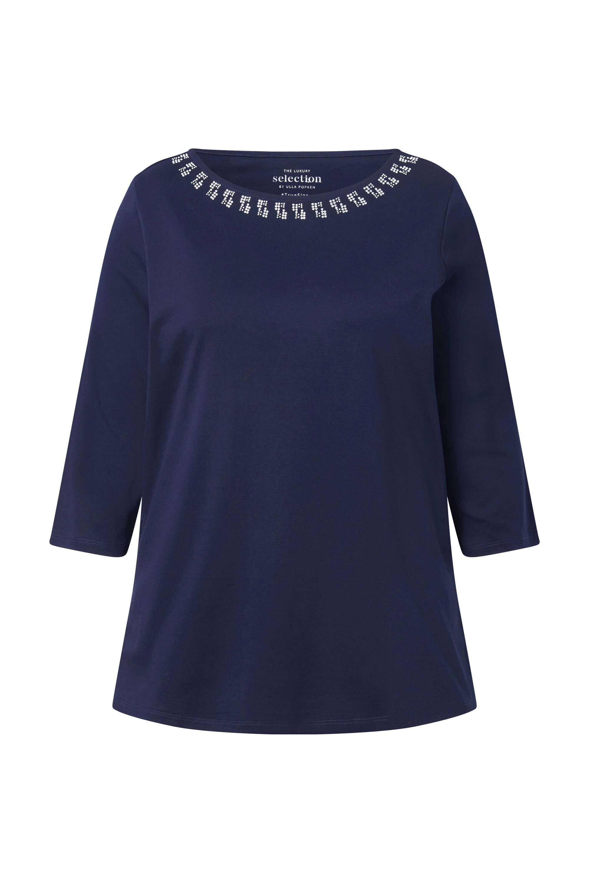 Ulla Popken T-Shirt T-Shirt A-Linie U-Boot-Ausschnitt Langarm günstig online kaufen