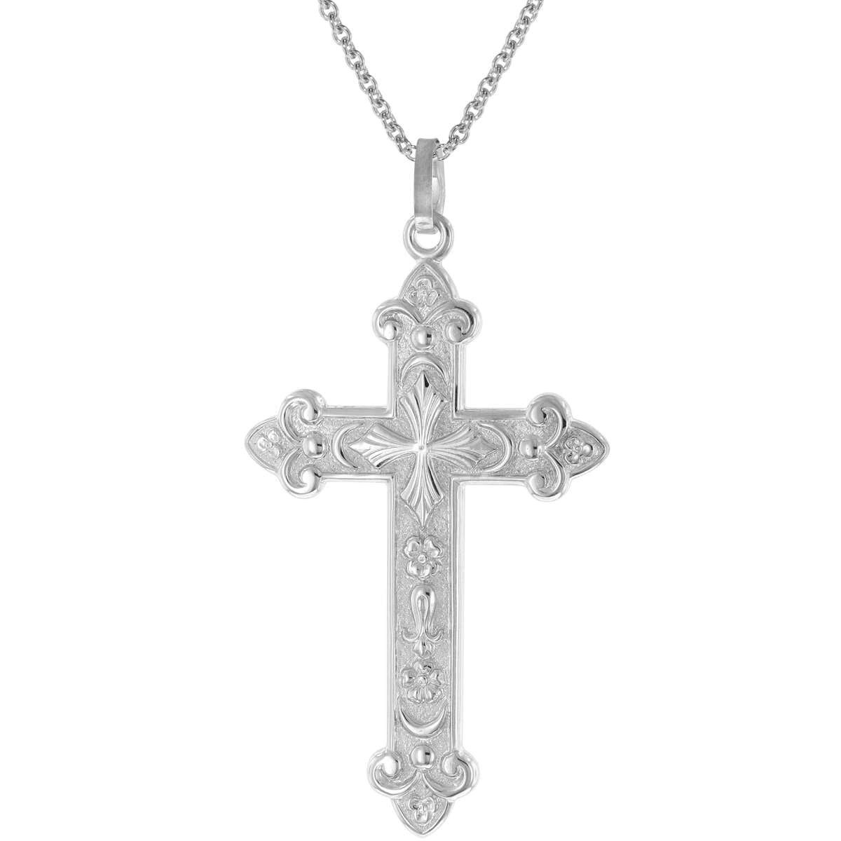trendor Kreuzkette 41388, für Herren-Kette mit orthodoxem Kreuz Anhänger 45 mm 925 Silber