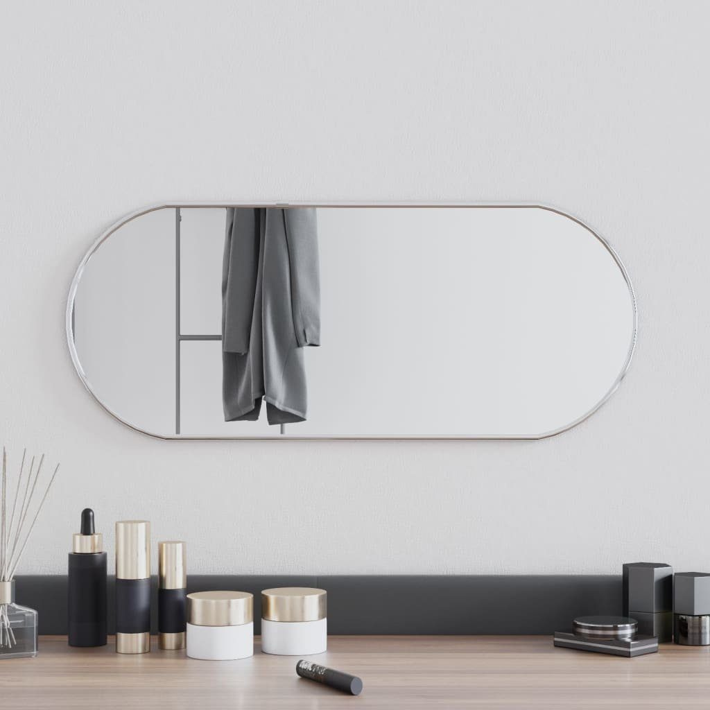 furnicato Wandspiegel Silbern 60x25 cm Oval