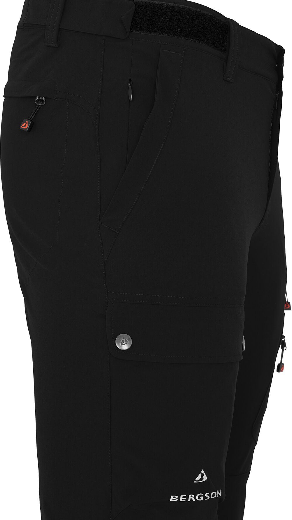 Bergson Outdoorhose BOGONG Herren Wanderhose, vielseitig, viele Taschen, Langgrößen, schwarz