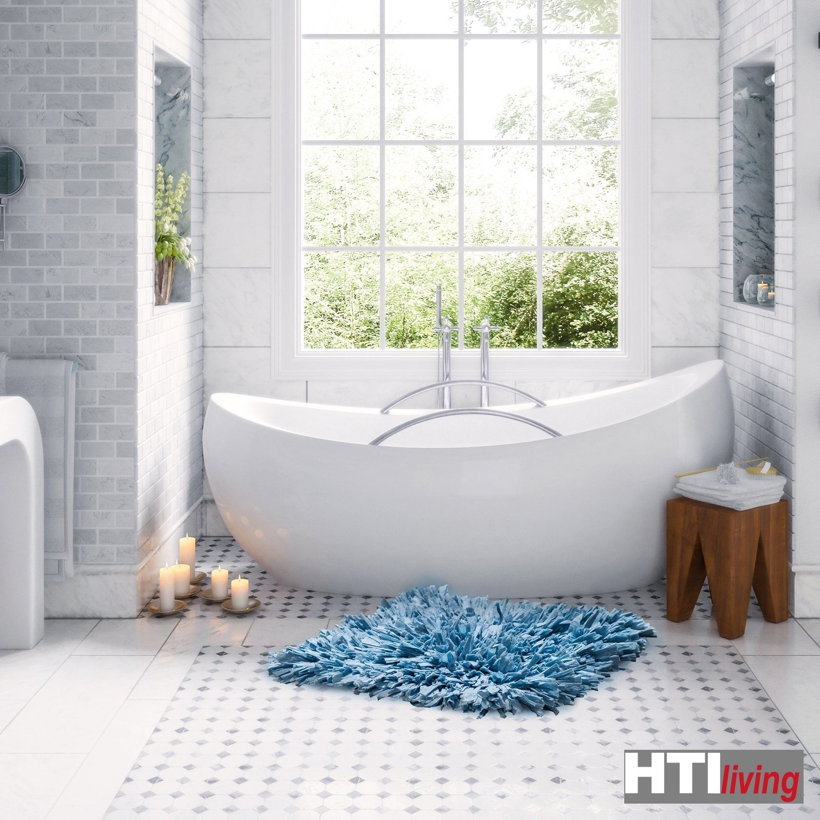 HTI-Line Badematte Geknüpfte Badematte Hellblau, Höhe günstig online kaufen