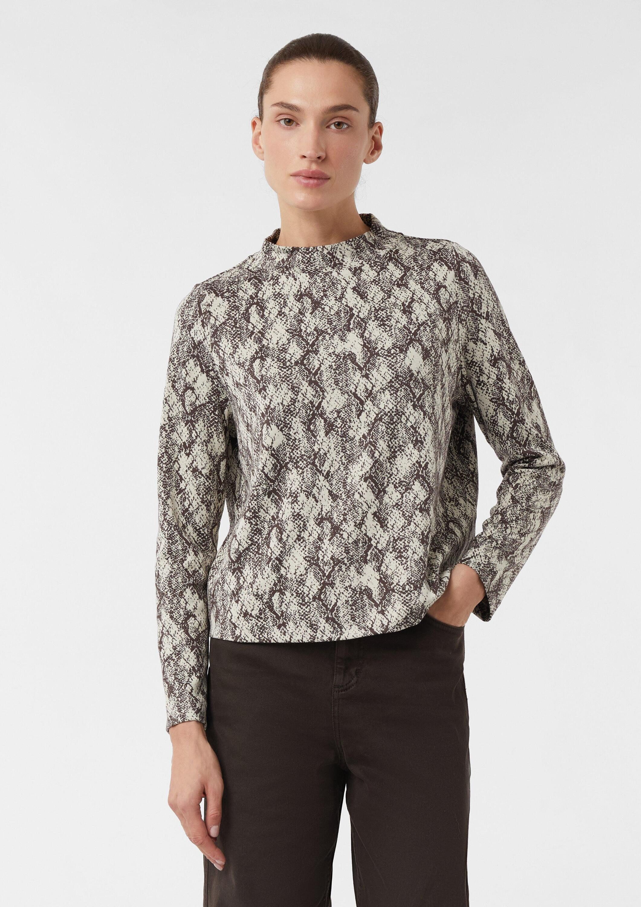 comma Sweatshirt Sweatshirt Jacquard-Pullover aus Jersey mit Animal-Print