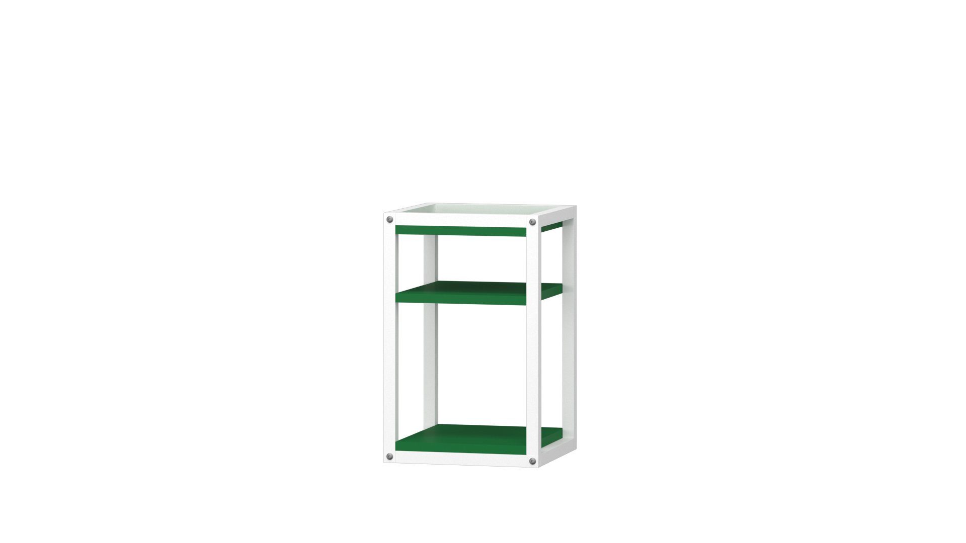 Siblo Nachttisch Moderner Nachttisch Nika C mit farbigen Regalen Weiß/Grün
