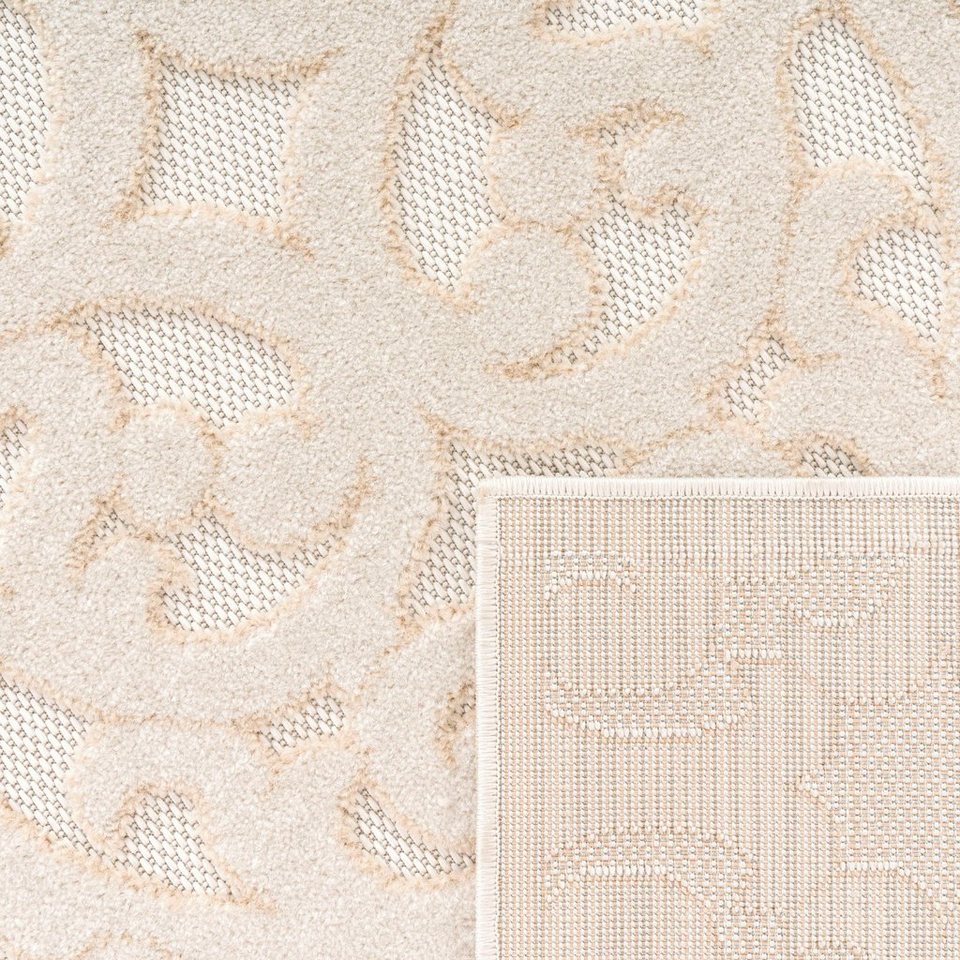 Teppich Cotton 234, Paco Home, rechteckig, Höhe: 10 mm, Uni-Farben, Hoch-Tief  Effekt, Ornamente, boho, Outdoor geeignet