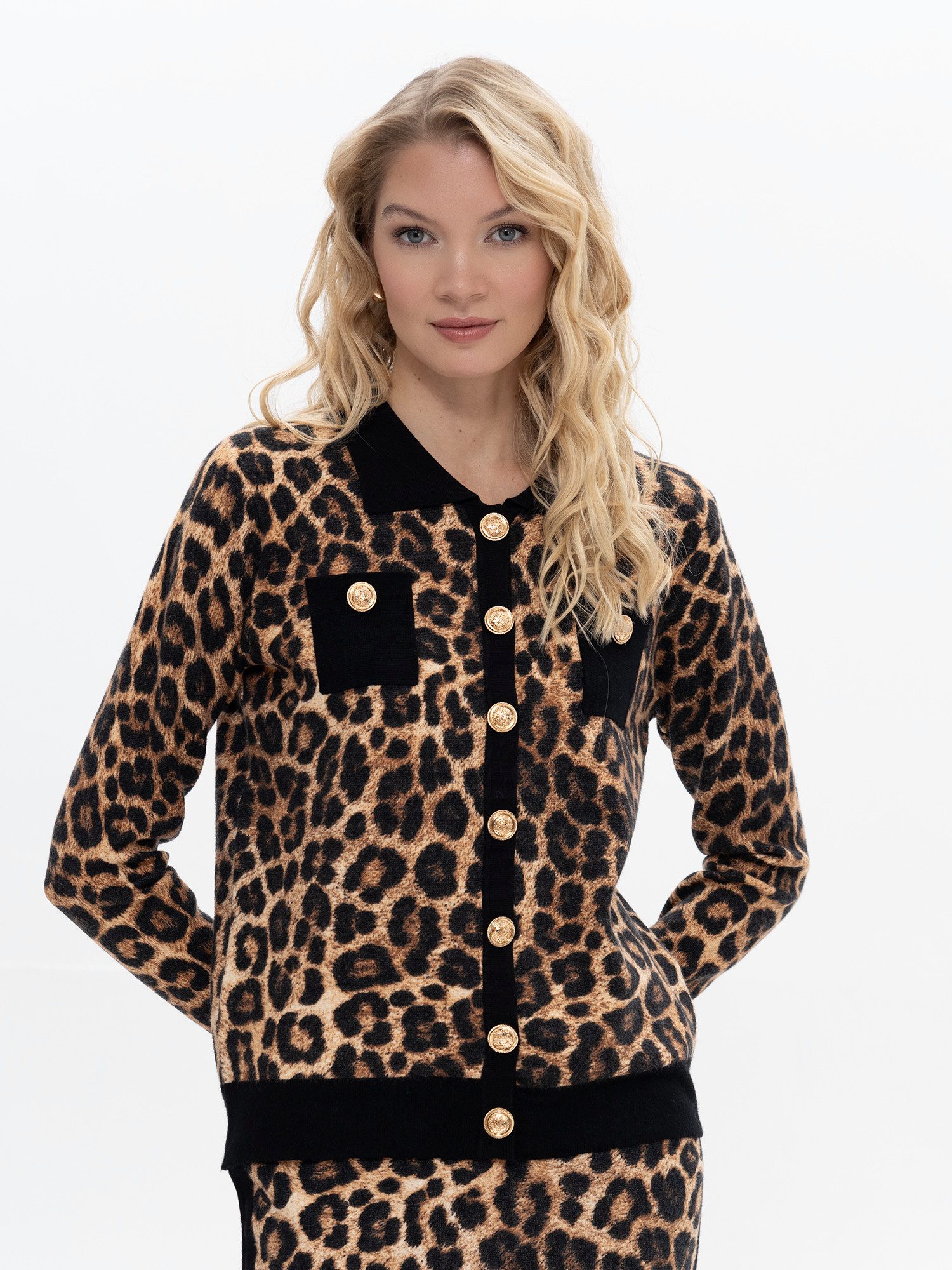Passioni Cardigan Jacke im Animalprint günstig online kaufen