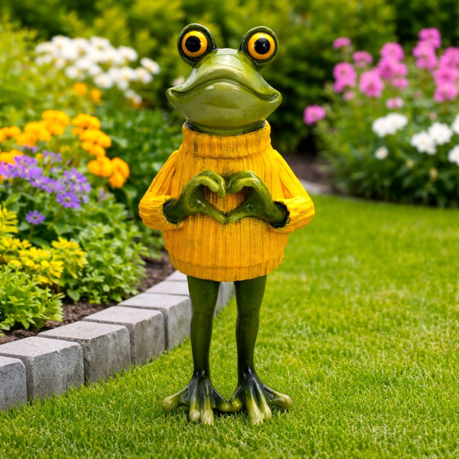 Online-Fuchs Gartenfigur lustiger Frosch für außen - Deko Figuren für Garten, Balkon, Terrasse, (27 cm), aus langlebigem Kunstharz gefertigt, wetterfest - 27 cm groß