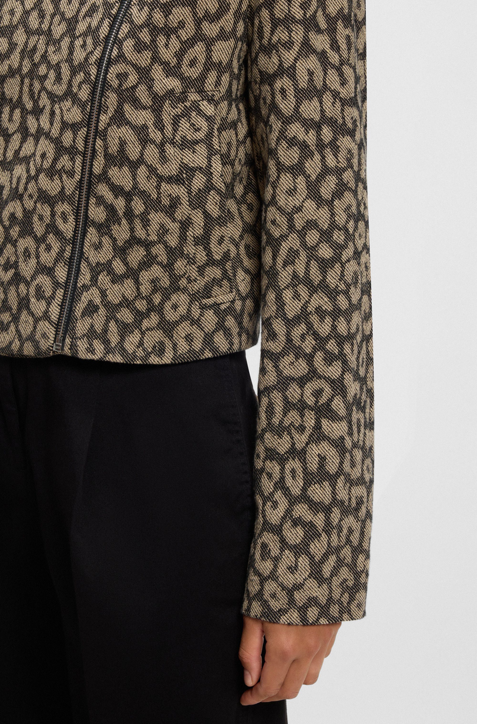 BOSS ORANGE Bikerjacke Jaleo Premium Damenmode in Cropped-Länge, Leo-Jacquard