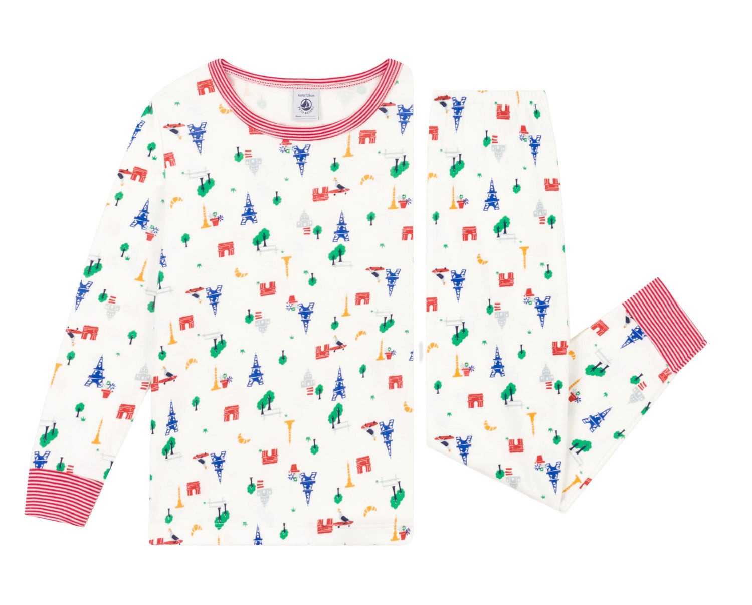 Petit Bateau Schlafanzug Petit Bateau Zweiteiler Pyjama mit bunten Paris Motiven (2 tlg)