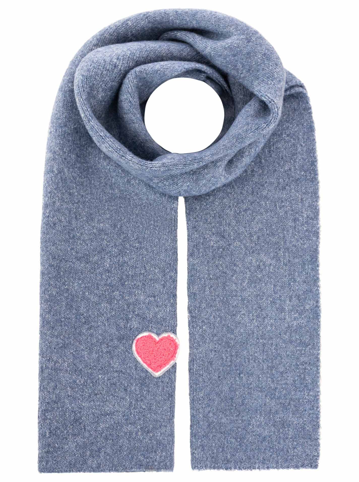 Zwillingsherz Schal "Heart Patch"- KIDS, Pinkes Herz-Patch, gerippt, passend zur Mütze, mit Wollanteil