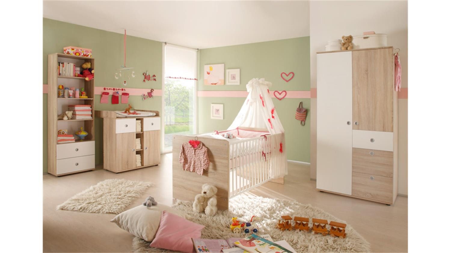 Bega Consult Babyzimmer-Komplettset Babyzimmer Wiki 4-tlg Sonoma Eiche Sägerau, (4-tlg)
