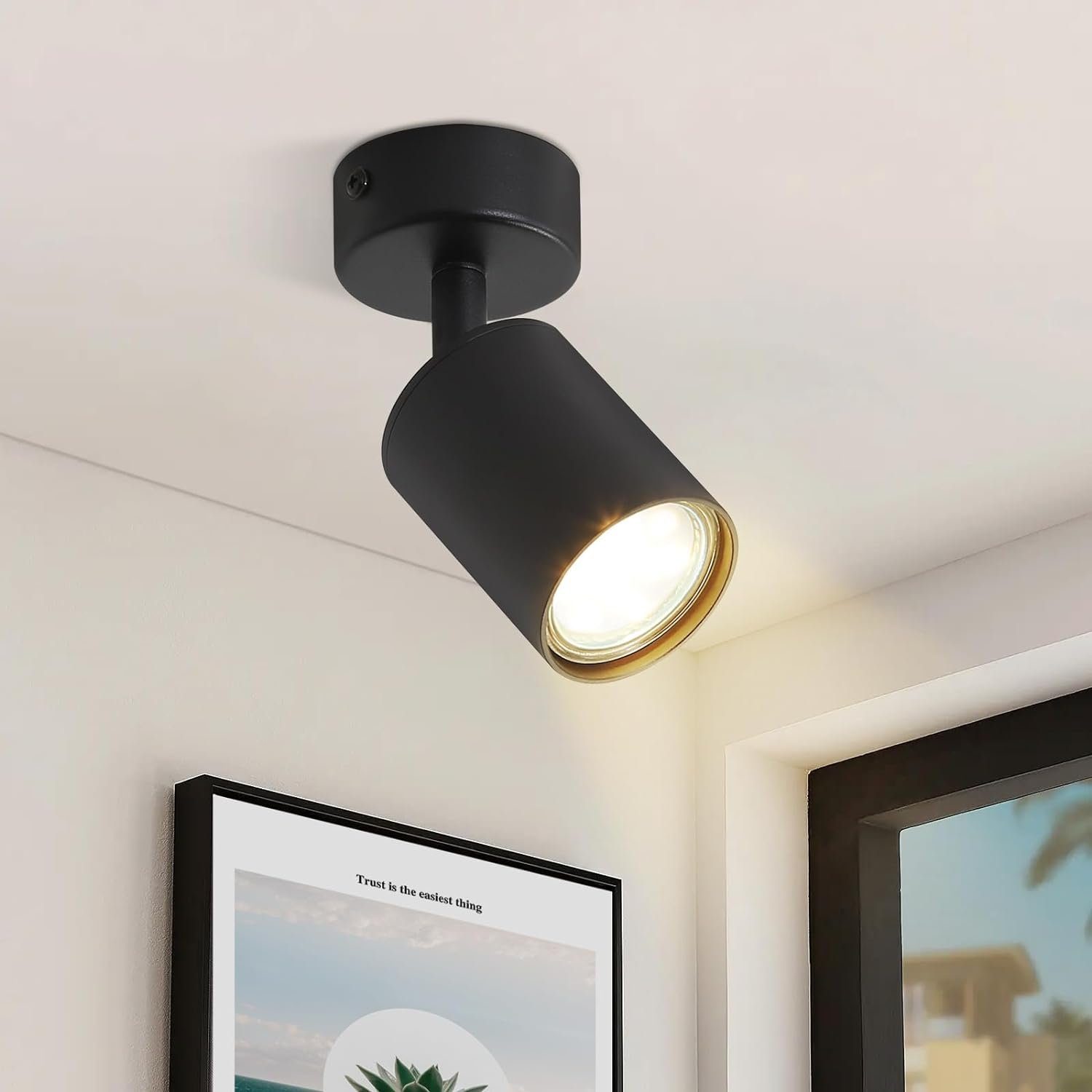 Nettlife LED Deckenstrahler mit 1/2/3/4/5/6 Flammig Schlafzimmer Deckenspots Schwarz Leuchtmittel, Wohnzimmer Schwenkbar GU10 Küche für METALL, Flur 330°, ohne