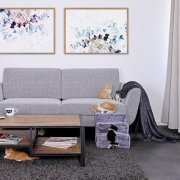 lionto Haustiertreppe Haustiertreppe mit Plüschbezug, abnehmbarer Bezug, 45 cm x 36 cm x 34 cm, grau