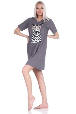 Normann Nachthemd Süsses Damen kurzarm Nachthemd mit Tiermotiv - auch in Übergrössen