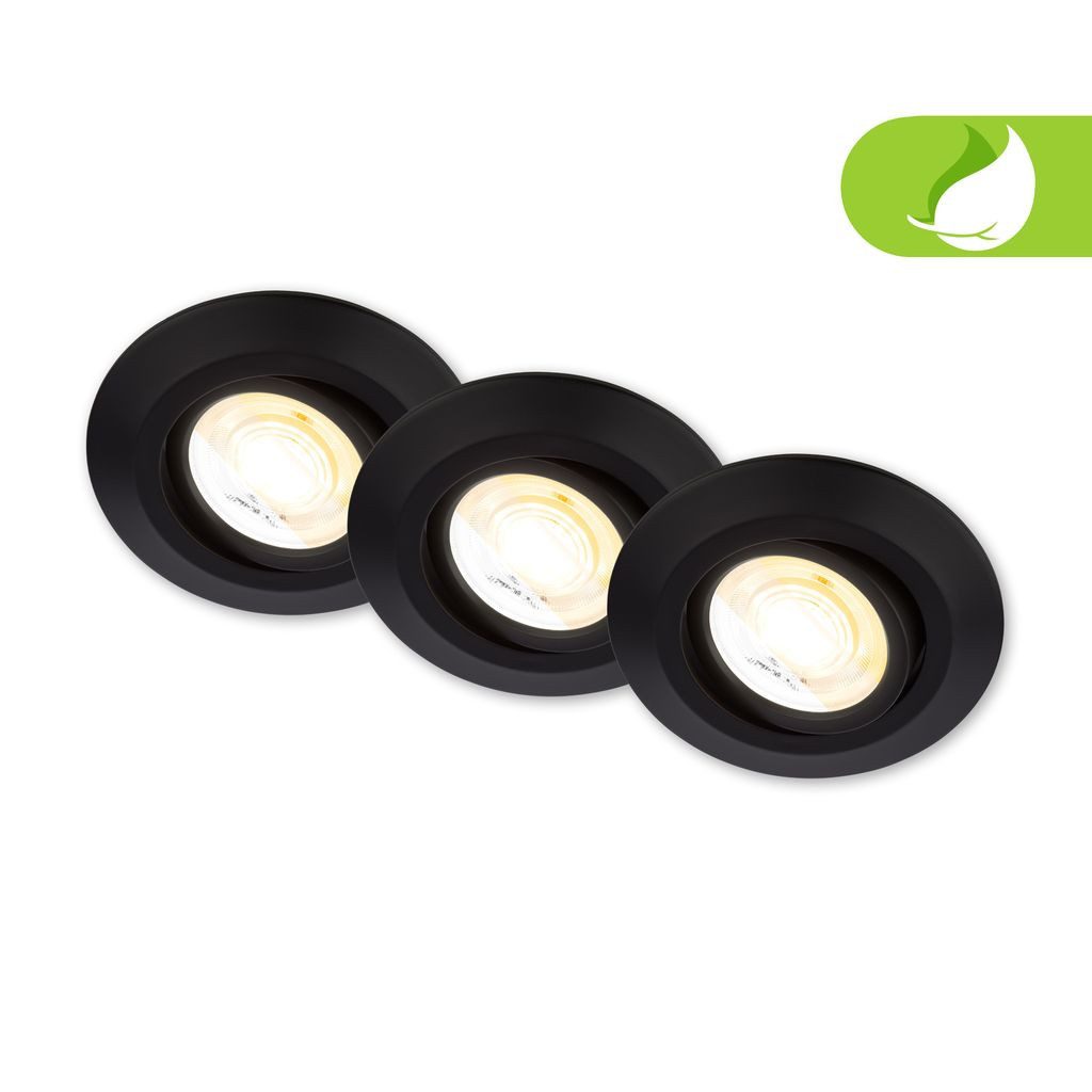 Briloner Leuchten LED Einbaustrahler 7587035, Dimmfunktion, LED fest integriert, 2700K - Extra-Warmweiß, LED Einbauleuchten 90 x 24 mm Schwarz je 4,9W Decke Wohnzimmer Küche
