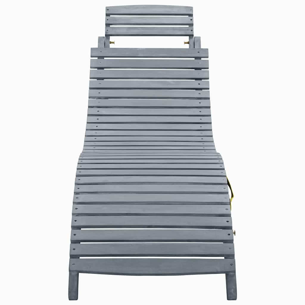vidaXL Gartenliege Sonnenliege mit Auflage Grau Massivholz, 1 St.