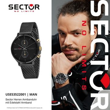 Sector Multifunktionsuhr Sector Herren Armbanduhr Multifunkt, Herren Armbanduhr rund, extra groß (ca. 48x41mm), Edelstahlarmband sch