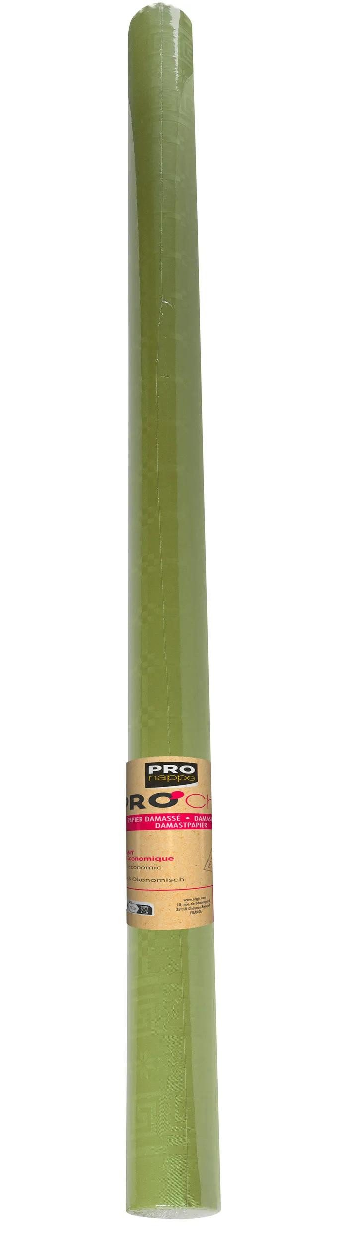 PROnappe Tischband 6x Papiertischdecke auf Rolle Damastprägung 1,18x25m Olivgrün R482590I, Nappes rouleaux papier damassé