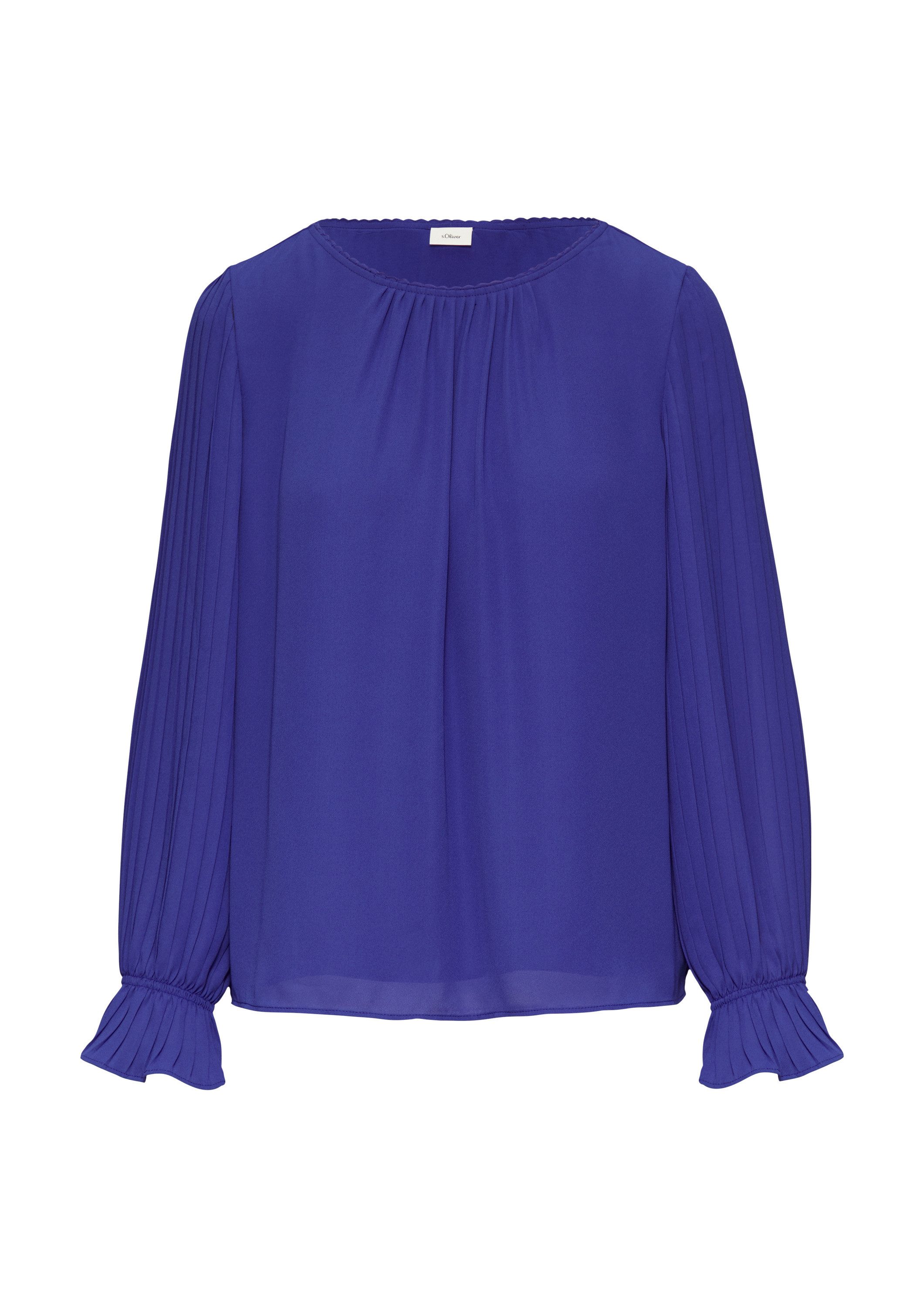 s.Oliver Langarmbluse Bluse Viskosebluse mit Plisseeärmeln günstig online kaufen