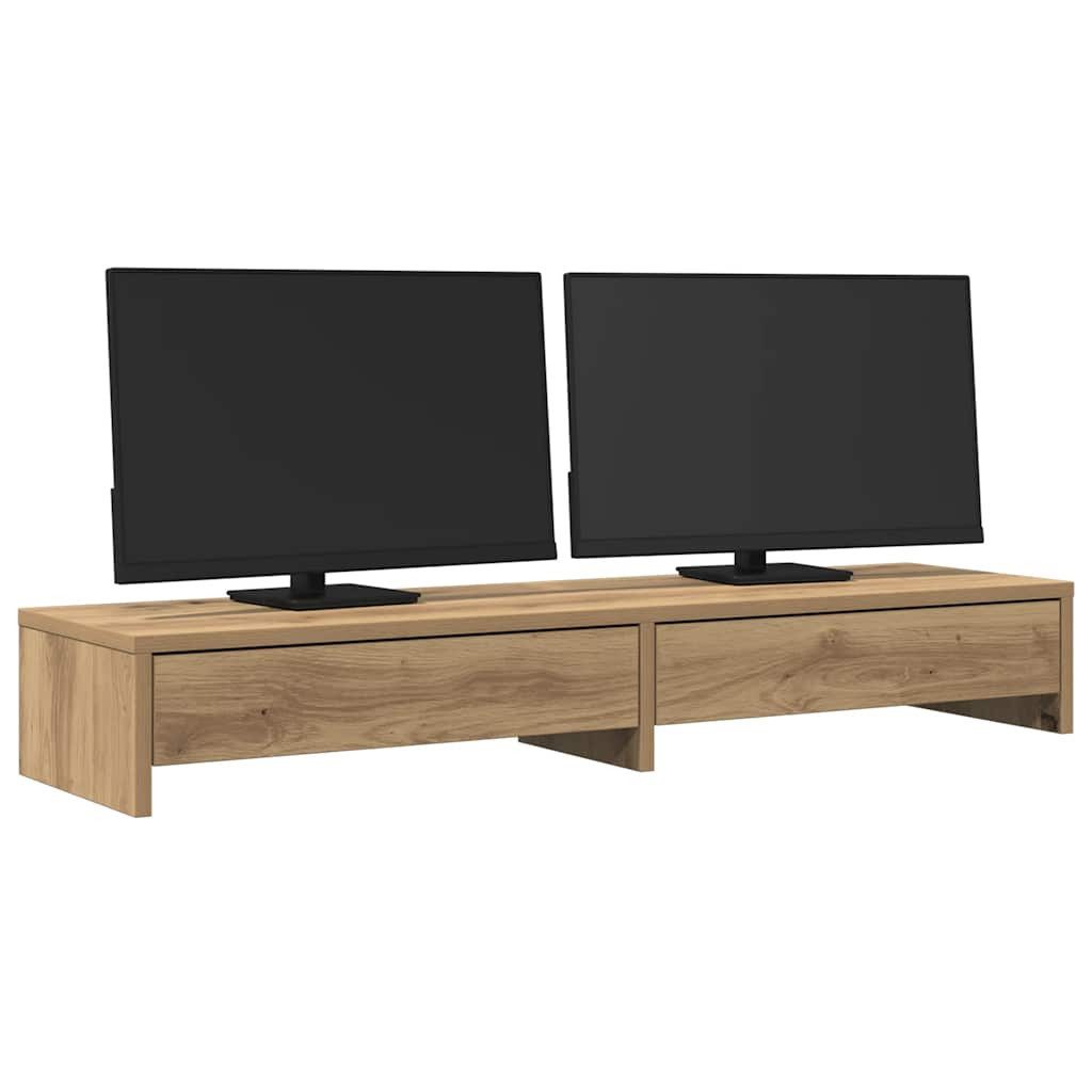 vidaXL Monitorständer Monitorständer mit Schubladen Artisan-Eiche 100x27x15 cm – Bild 3 von 5