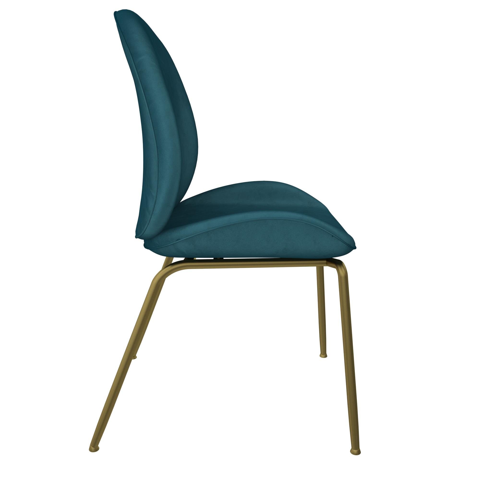 Sitzhöhe Stuhl (1 cm Esszimmerstuhl loft24 Samtoptik, in Metallbeine, St), blau Astor 47 gepolsterter Bezug mit