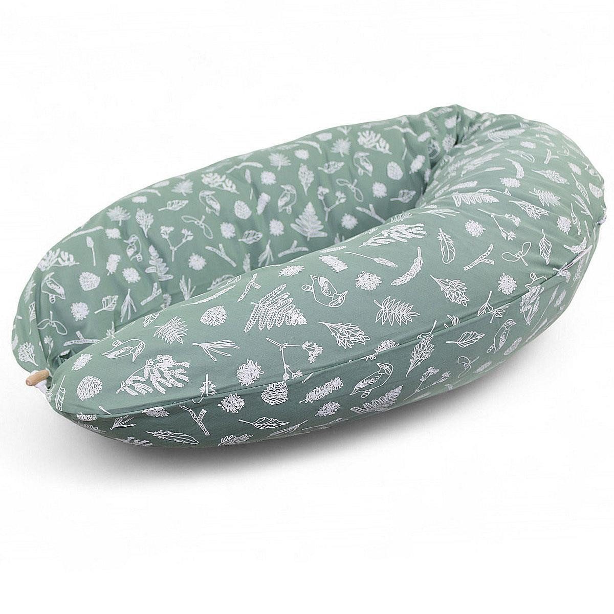 HOBEA-Germany Подушки для кормления Подушки для кормления Wald, BIO-Baumwolle - XXL 190cm - Babynest mit Holzknopf - komplett waschbar