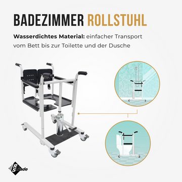 RS Trade Toiletten-Stuhl Hydraulischer Alu Toilettenstuhl Toilettenhilfe mit Rückenlehne
