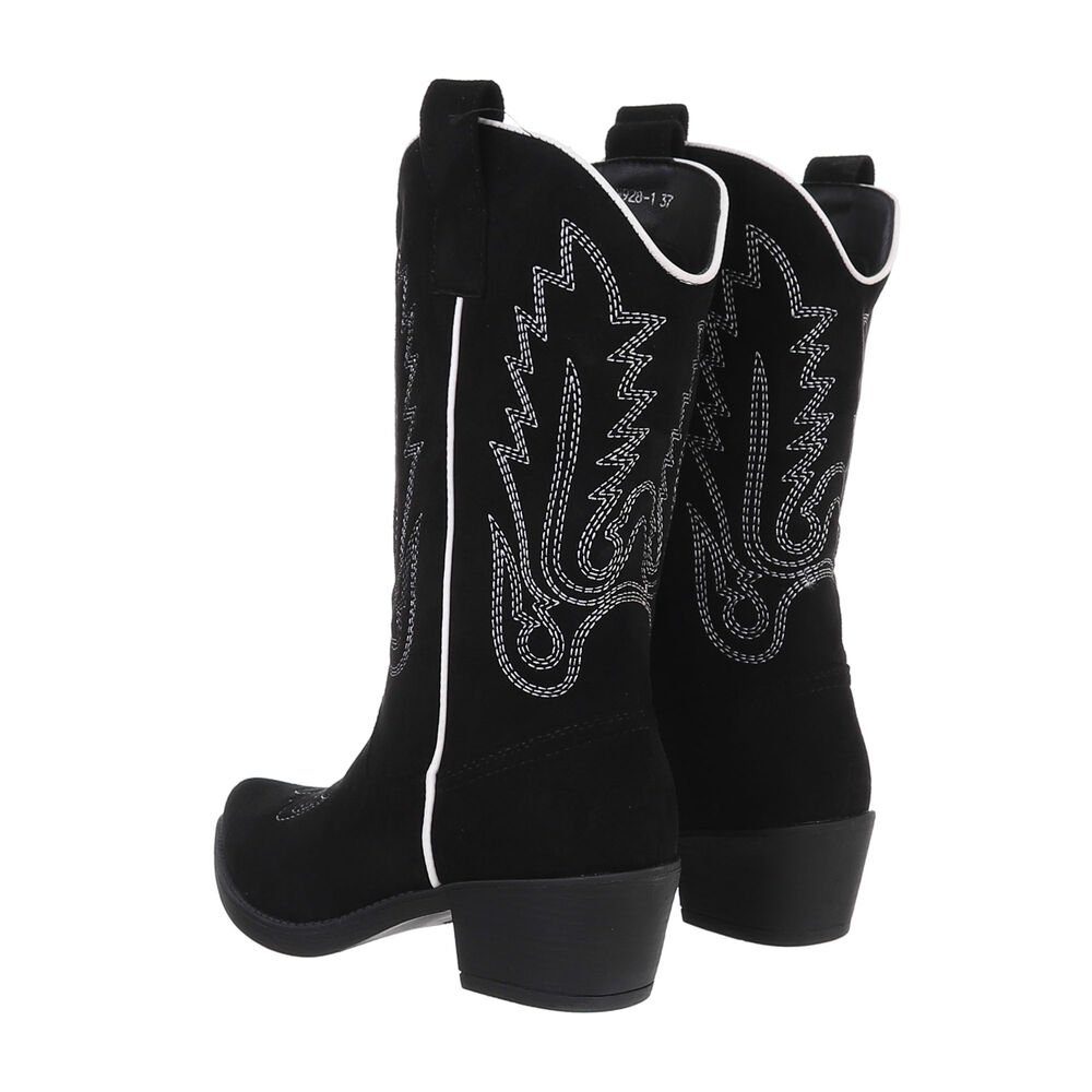 Ital-Design Damen Cowboyboots Western Westernstiefel (85757908) Blockabsatz Western- & Bikerstiefel in Schwarz
