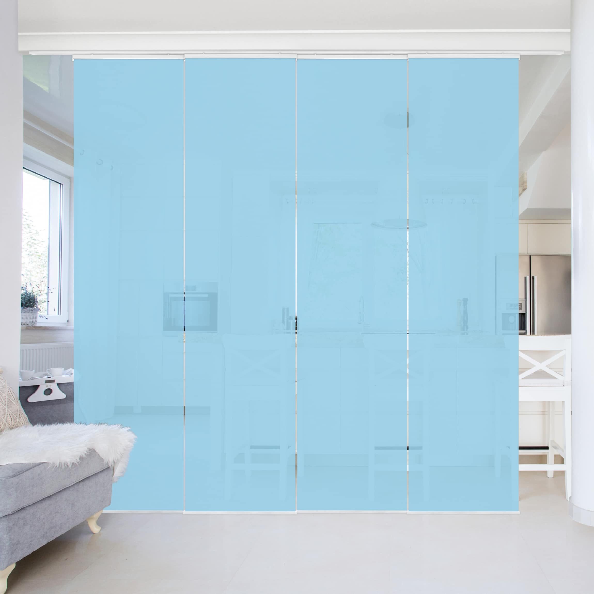 Bilderdepot24 Schiebegardine modern Flächenvorhang blickdicht Pastellblau, günstig online kaufen