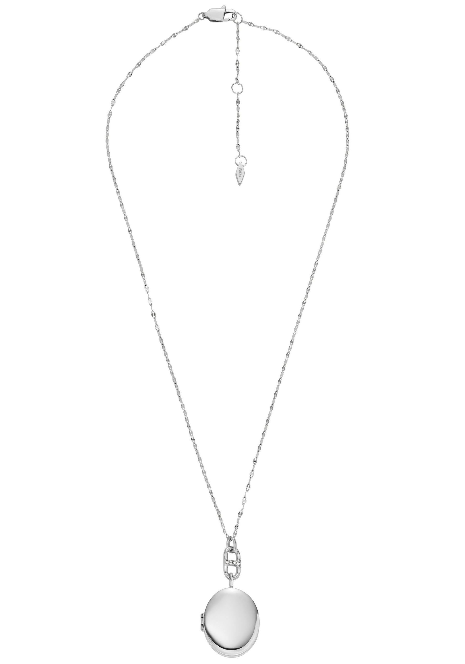 Fossil Kette mit Anhänger Schmuck Geschenk Edelstahl Halskette JEWELRY, mit Glasstein
