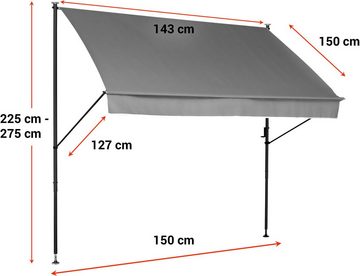 Angerer Freizeitmöbel Klemmmarkise Style Montage ohne Bohren und Dübeln