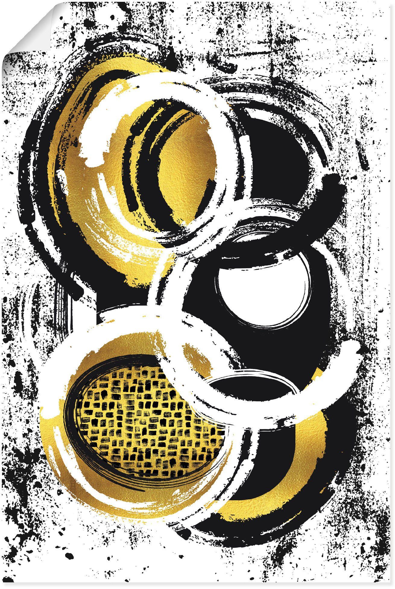 Artland Wandbild Abstrakte Malerei Nr. 2 gold, Muster (1 St), als Alubild,  Leinwandbild, Wandaufkleber oder Poster in versch. Größen