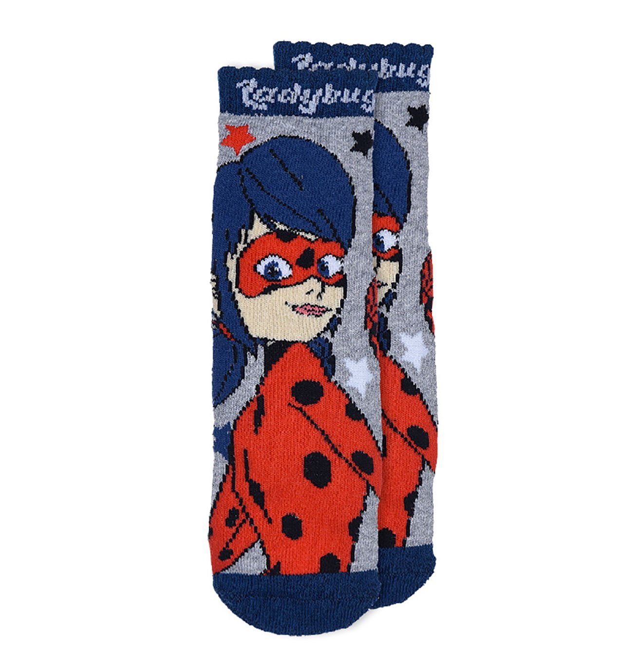 Sun City Socken Miraculous Ladybug Kinder Antirutsch-Socken, 1 Paar, grau