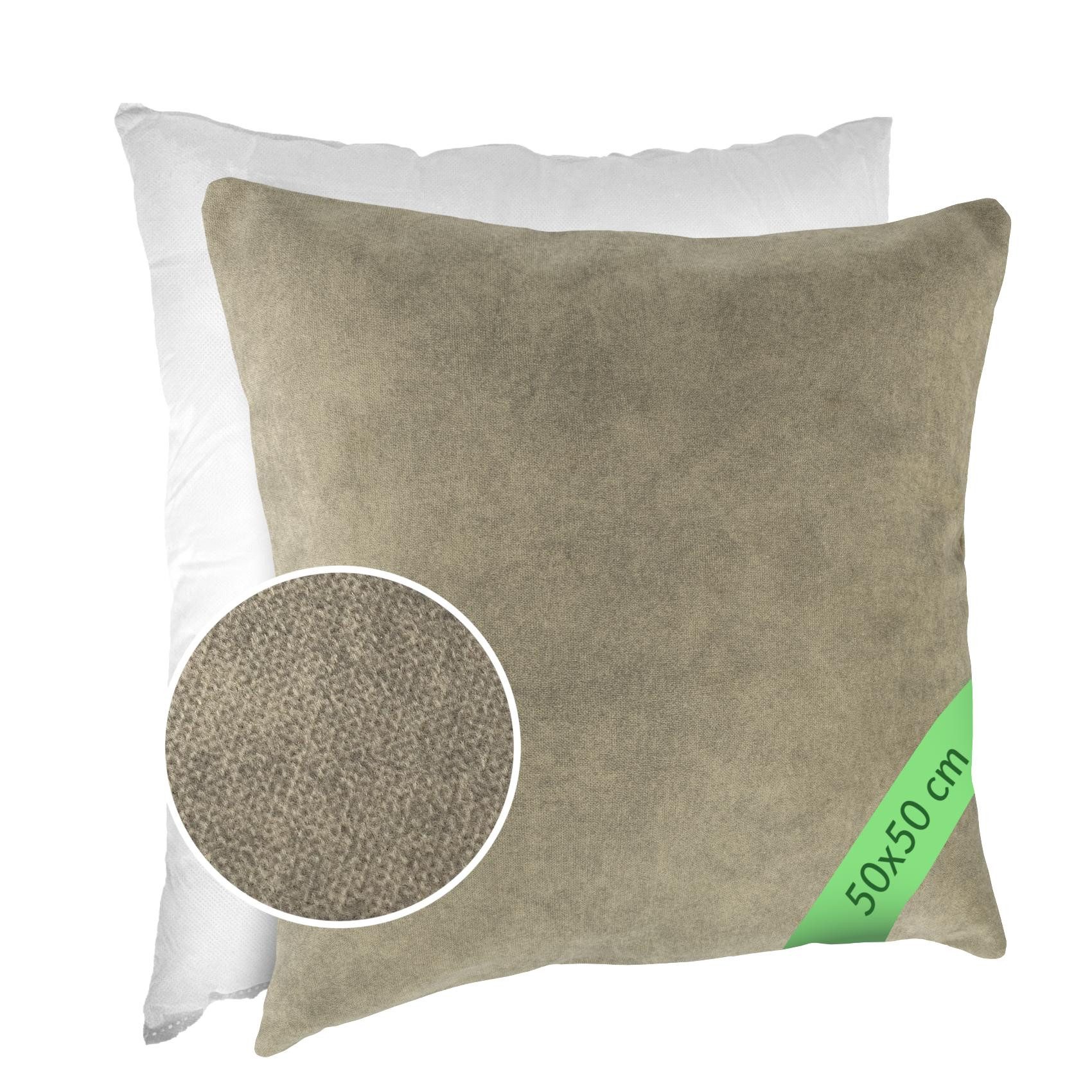 Kisska Dekokissen Kissenhülle MAGIC atmungsaktiv Velour Zierkissen Ambiente Dekorieren, Kissenüberzug mit Füllung Meliert-Optik UNI 40x40cm Einfarbig Creme