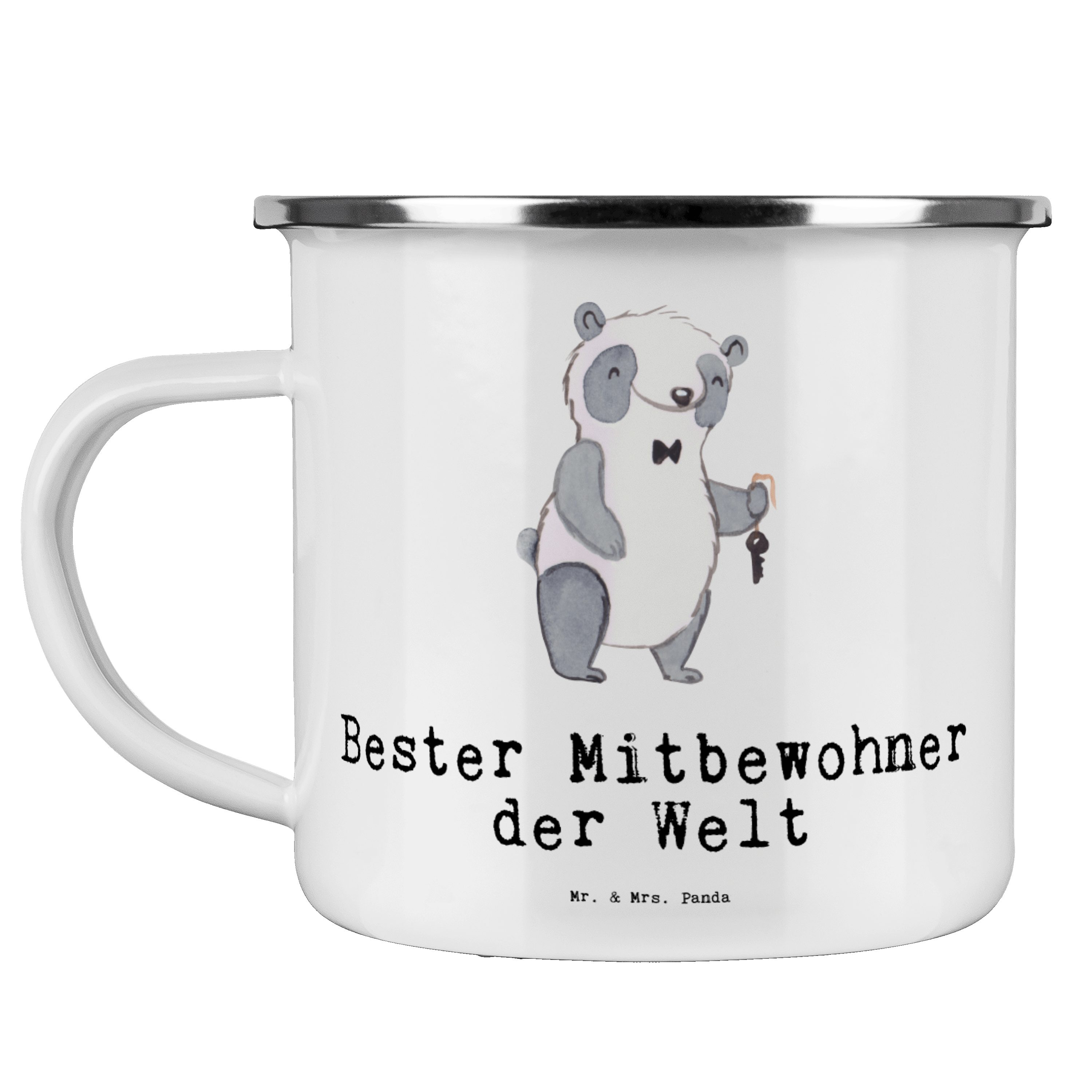 Zimmerkollege, Weiß - Welt Geschenk, - Emaille der Panda Mr. Becher & G, Mrs. Mitbewohner Panda Bester