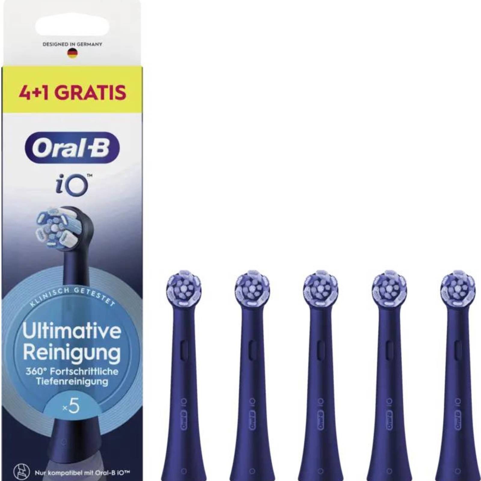 Oral-B Aufsteckbürsten iO, 5 schwarze Ersatz-Bürstenköpfe für Oral-B iO