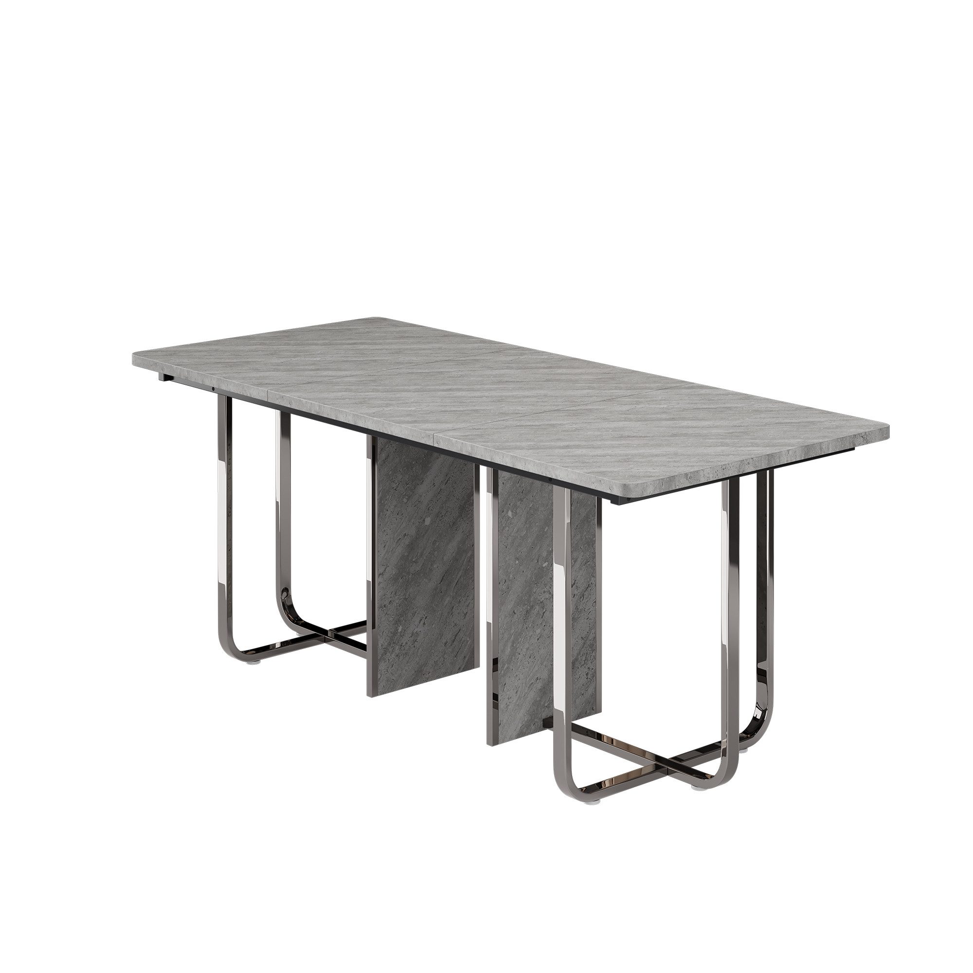 Flieks Esstisch (L180*B80*H75 cm, für 4–8 Personen, 1-St., 1 Tisch), rechteckiger Küchentisch Schreibtisch grau, Silberfarbene Metallbeine