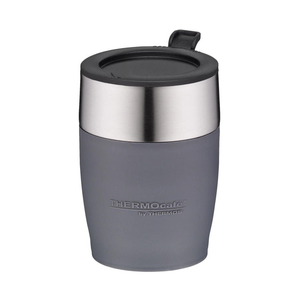 THERMOS Tasse ThermoCafé DeskCup Grau 0.25 L, Edelstahl, Passend für  gängige Getränkehalter